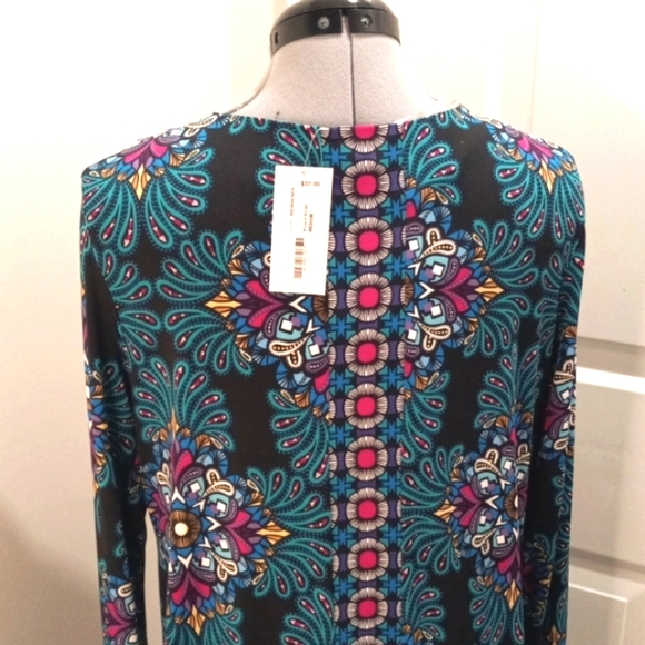 NWT Nicole Miller Multi Colored Pasley Like Design Dress. Size Med - Picture 5 of 11